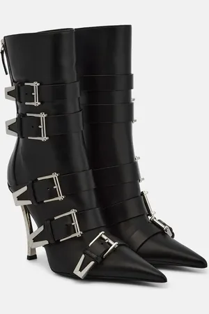 VERSACE Pin-Point Buckle leather ankle boots