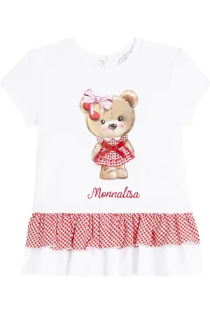 MONNALISA Baby ruffled printed cotton T-shirt