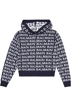 Balmain Logo cotton-blend cropped hoodie