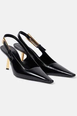 Saint Laurent Lee 75 polished leather slingback pumps