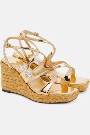 Jimmy Choo Ayla metallic leather espadrille wedges