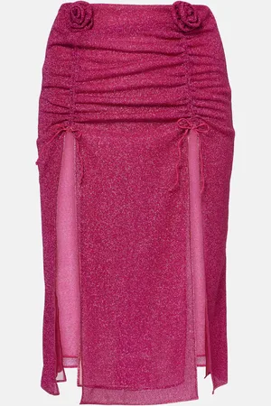 Oseree LumiÃ¨re Rose ruched midi skirt
