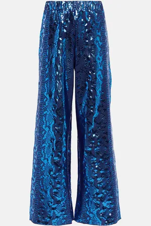 Oseree Metallic snake-print wide-leg pants