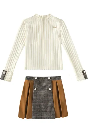 PATACHOU Sweater and checked skirt set