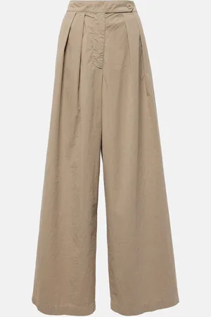 DRIES VAN NOTEN Pleated cotton wide-leg pants