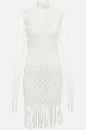 DION LEE Fishnet high-neck minidress