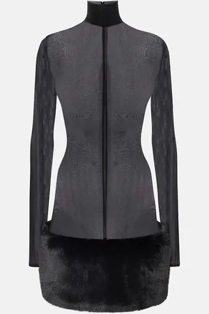 MAGDA BUTRYM Sheer faux fur-trimmed minidress
