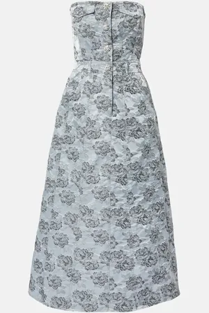 Ganni Strapless floral jacquard midi dress