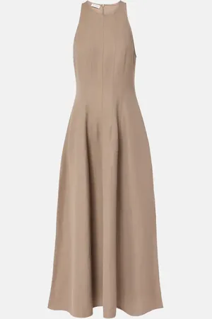 Brunello Cucinelli Pleated twill midi dress