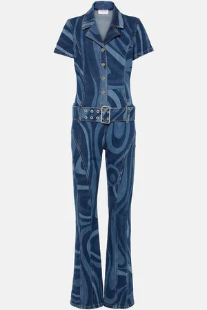 Puccini Marmo belted denim jumpsuit