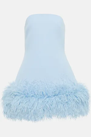 Safiyaa Feather-trimmed crÃªpe minidress