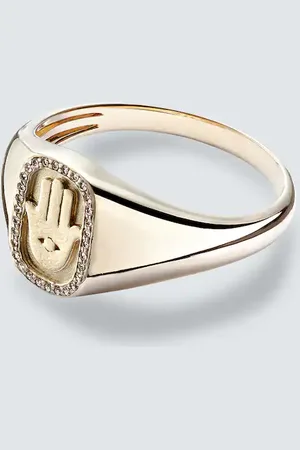 Sydney Evan Hamsa Icon 14kt gold ring with diamonds