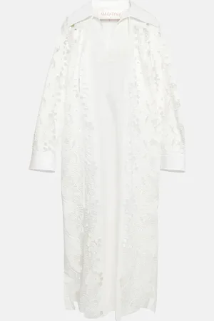 VALENTINO Embroidered cotton midi dress