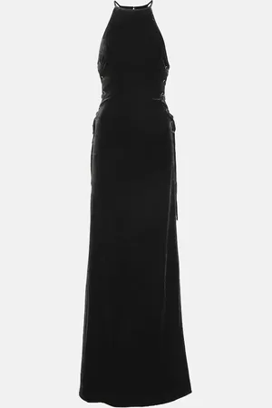 Alessandra Rich Lace-up halterneck velvet gown