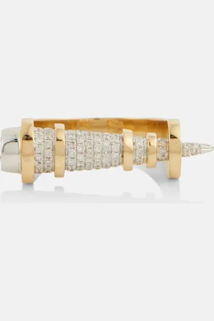 Rainbow K Horn 14kt gold ring with diamonds