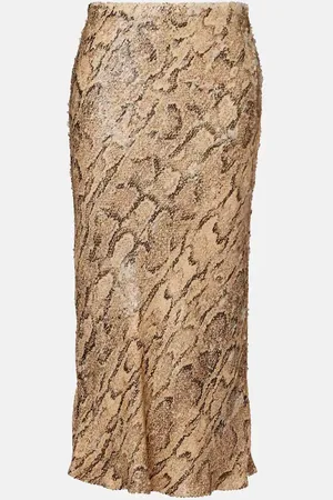 DRIES VAN NOTEN Sequined snake-print pencil skirt