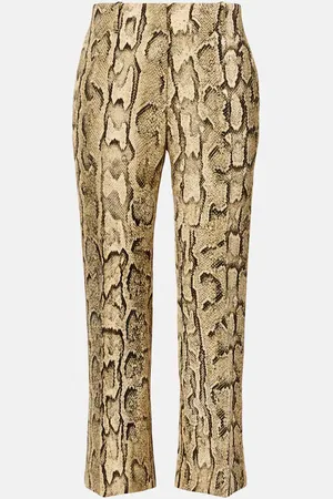 DRIES VAN NOTEN Snake-print mid-rise flared jacquard pants