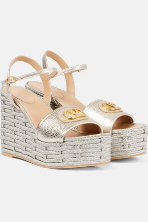 VALENTINO GARAVANI VLogo metallic leather wedge sandals