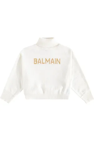 Balmain Logo wool and cashmere-blend turtleneck top