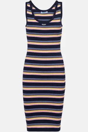 Prada Striped cotton midi dress