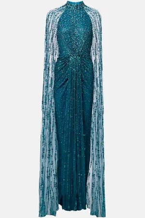 Jenny Packham Cairo sequined caped gown