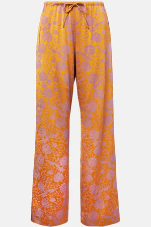DRIES VAN NOTEN Floral jacquard wide-leg pants