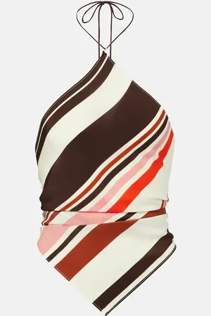 SIR Thistle striped open-back silk satin top