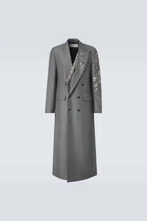 DRIES VAN NOTEN Floral linen and wool coat