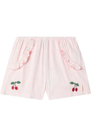 Konges Sløjd Ellie embroidered cotton seersucker shorts