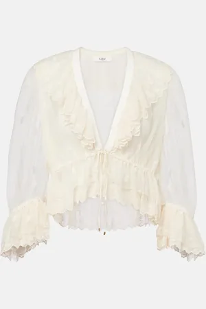 Chloé Ruffled embroidered lace blouse