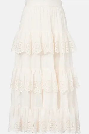 ZIMMERMANN Lucky embroidered cotton midi skirt