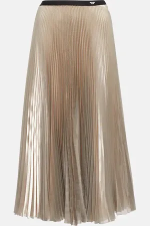 Prada Pleated metallic voile midi skirt