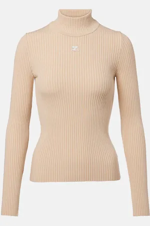 Courrèges Reedition ribbed-knit mockneck sweater