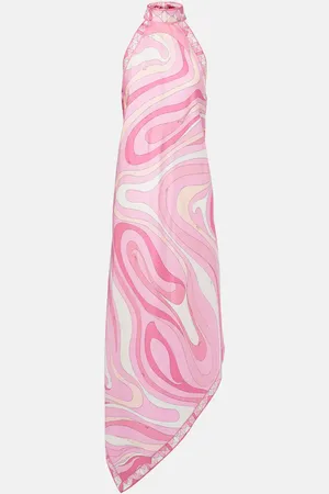 Puccini Marmo asymmetric silk maxi dress