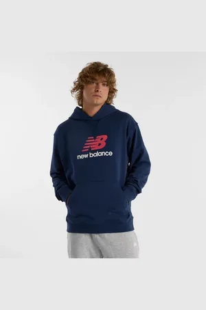 New Balance Heren Athletics French Terry Logo Hoodie in Blauw, Maat 2XL