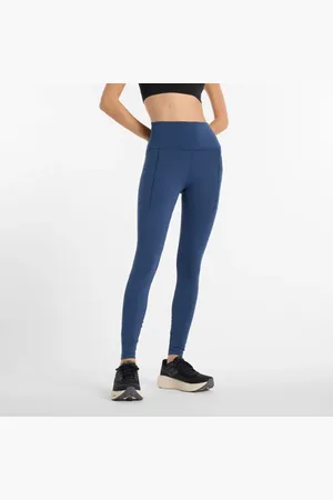 New Balance Dames NB Sleek Pocket High Rise Legging 27" in Blauw, Maat L