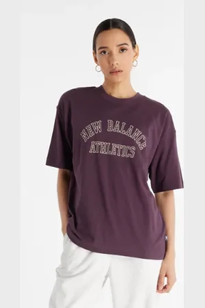 New Balance Dames Graphic Jersey Oversized T-Shirt, Maat L
