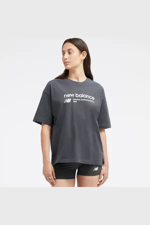 New Balance Dames Linear Heritage Jersey Oversized T-Shirt, Maat L