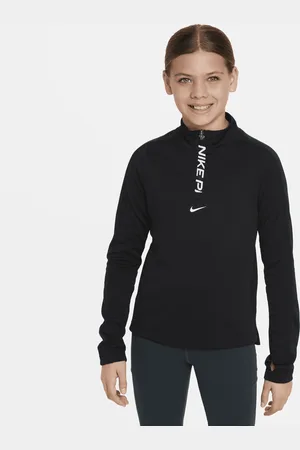 Nike Pro Dri-FIT meisjestop met lange mouwen en halflange rits