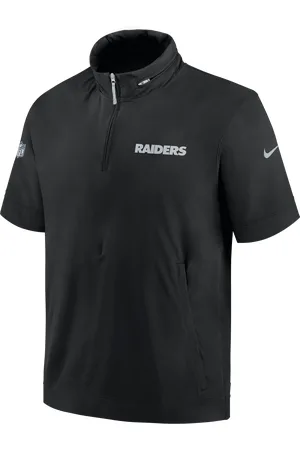 Nike Las Vegas Raiders Sideline Coach NFL-herenjack met korte mouwen, capuchon en halflange rits