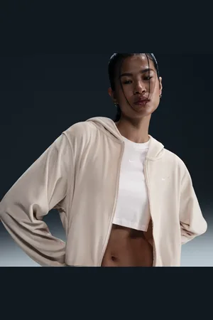 Nike Sportswear Chill Knit ruimvallende velours dameshoodie met rits over de hele lengte