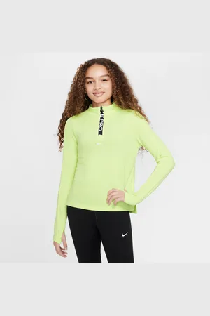 Nike Pro Dri-FIT meisjestop met lange mouwen en halflange rits
