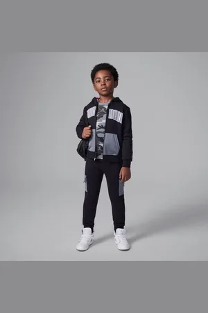 Jordan Tweedelige set met hoodie van fleece met rits over de hele lengte met steekzak voor kleuters