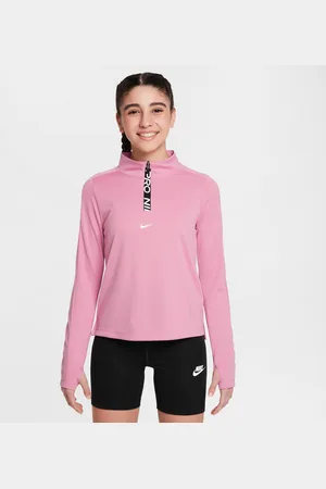 Nike Pro Dri-FIT meisjestop met lange mouwen en halflange rits