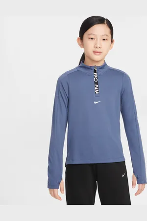 Nike Pro Dri-FIT meisjestop met lange mouwen en halflange rits