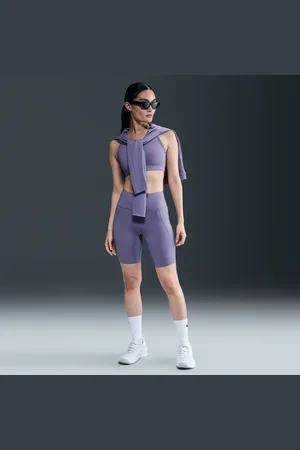 Nike Universa Bikeshorts met hoge taille, zakken en medium ondersteuning voor dames (20 cm)