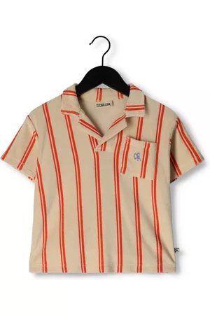 CarlijnQ Jongens Poloshirts - Polo Stripes Flame - Loose Polo T-Shirt WT Embroideries Jongens