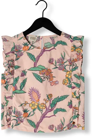 Scotch&Soda Meisjes Blouses All Over Printed Sleeveless Ruffle Detail Top - - Maat 128