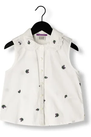 Scotch&Soda Meisjes Blouses All Over Printed Sleeveless Collar Detail Top - - Maat 104