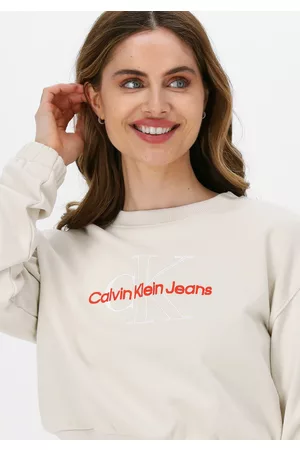 Calvin Klein Dames Truien met ronde hals - Sweater TWO Tone Monogram Crop Crew Neck Dames